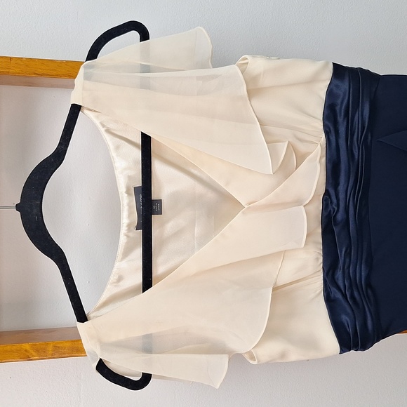 Liz Claiborne Tulip Dress Off White and Navy Blue Size 10 - Picture 2 of 16